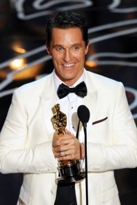 There's McConaughey holding his gong. Wait, wrong picture.